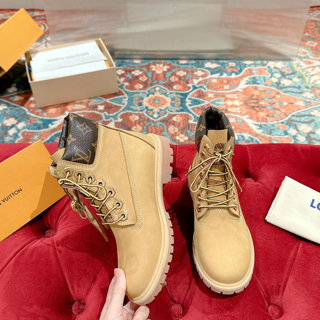 LV X TIMBERLAND ANKLE BOOT IN TORTILLA BROWN SUEDE