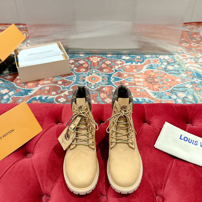 LV X TIMBERLAND ANKLE BOOT IN TORTILLA BROWN SUEDE