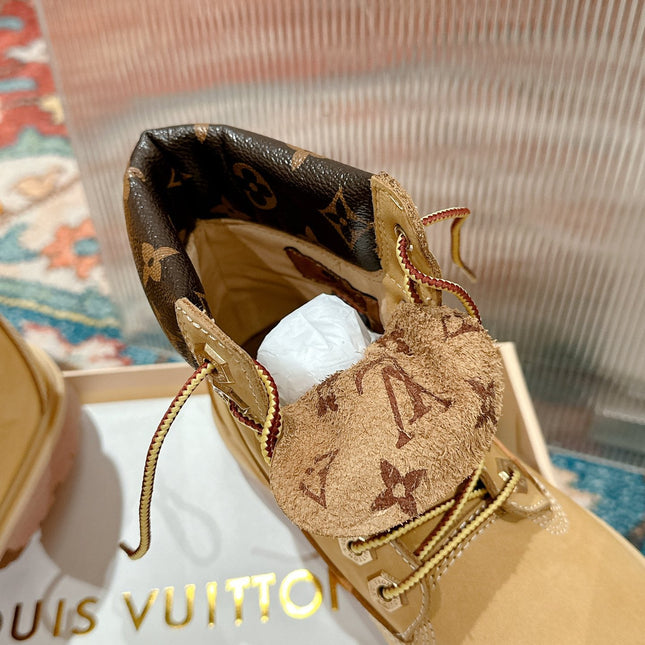 LV X TIMBERLAND ANKLE BOOT IN TORTILLA BROWN SUEDE