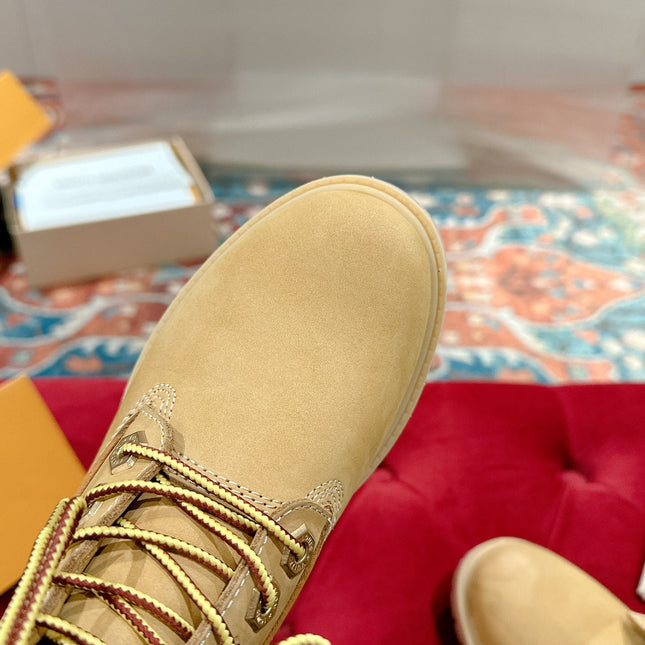 LV X TIMBERLAND ANKLE BOOT IN TORTILLA BROWN SUEDE