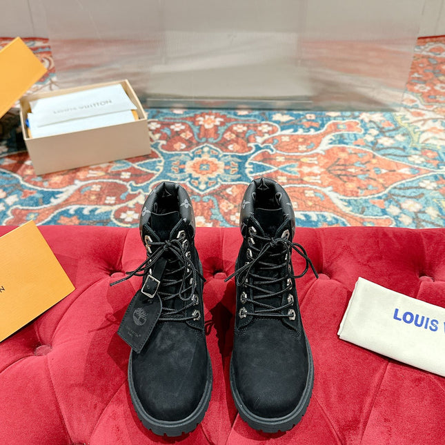 LV X TIMBERLAND ANKLE BOOT IN BLACK SUEDE