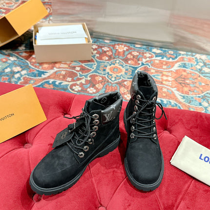 LV X TIMBERLAND ANKLE BOOT IN BLACK SUEDE