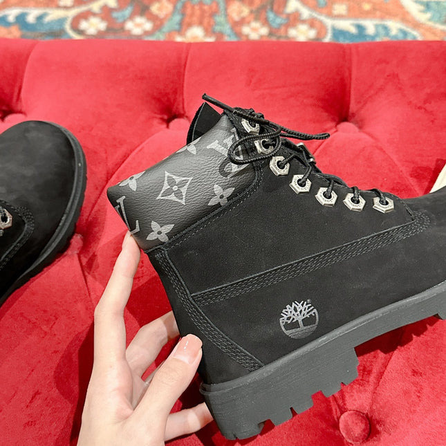 LV X TIMBERLAND ANKLE BOOT IN BLACK SUEDE