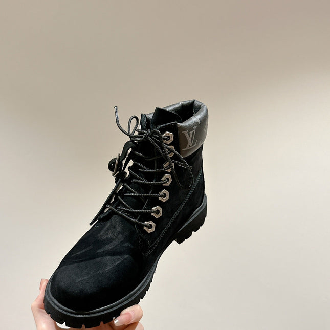 LV X TIMBERLAND ANKLE BOOT IN BLACK SUEDE