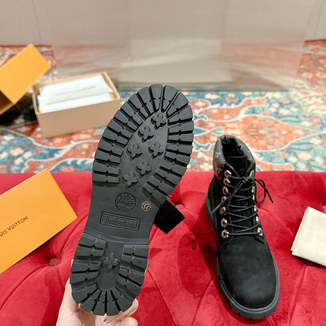 LV X TIMBERLAND ANKLE BOOT IN BLACK SUEDE