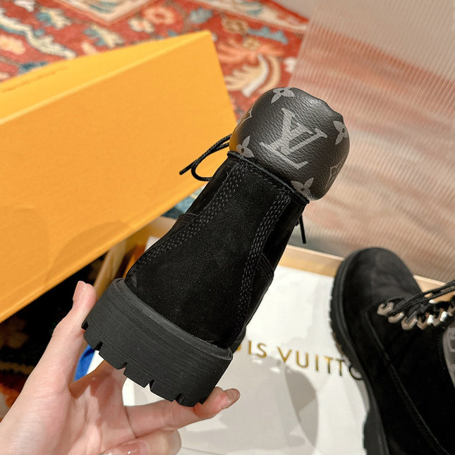 LV X TIMBERLAND ANKLE BOOT IN BLACK SUEDE