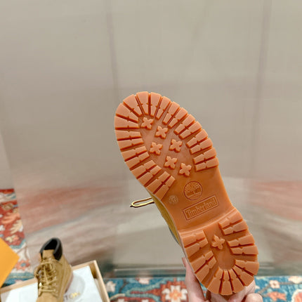 LV X TIMBERLAND ANKLE BOOT IN TORTILLA BROWN MONOGRAM SUEDE