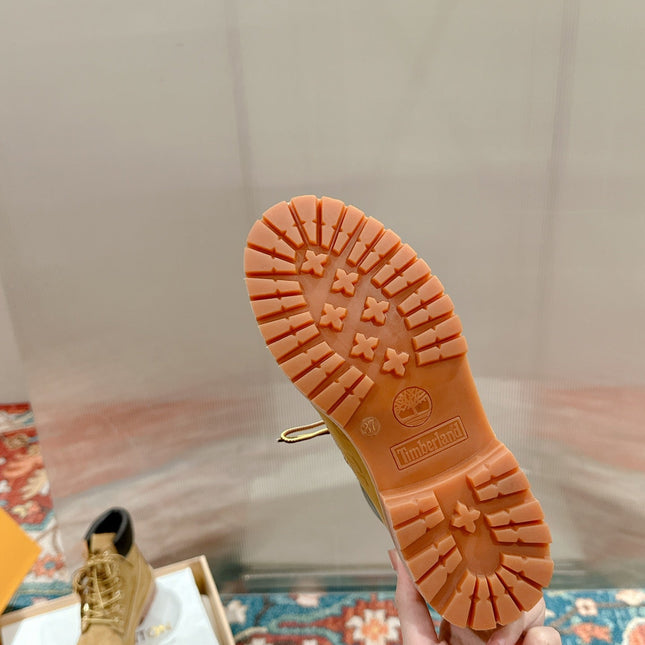 LV X TIMBERLAND ANKLE BOOT IN TORTILLA BROWN MONOGRAM SUEDE