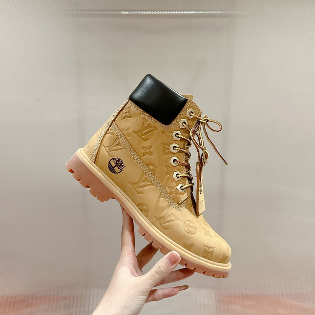 LV X TIMBERLAND ANKLE BOOT IN TORTILLA BROWN MONOGRAM SUEDE