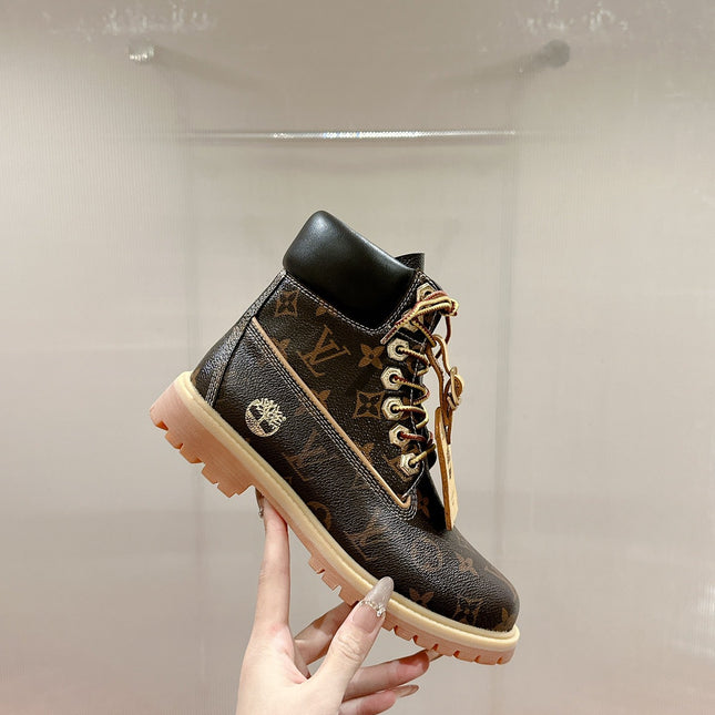 LV X TIMBERLAND ANKLE BOOT IN CHOCOLATE BROWN MONOGRAM CALFSKIN