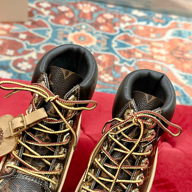 LV X TIMBERLAND ANKLE BOOT IN CHOCOLATE BROWN MONOGRAM CALFSKIN