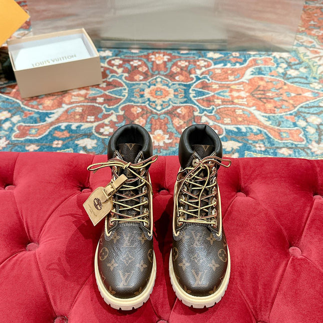 LV X TIMBERLAND ANKLE BOOT IN CHOCOLATE BROWN MONOGRAM CALFSKIN