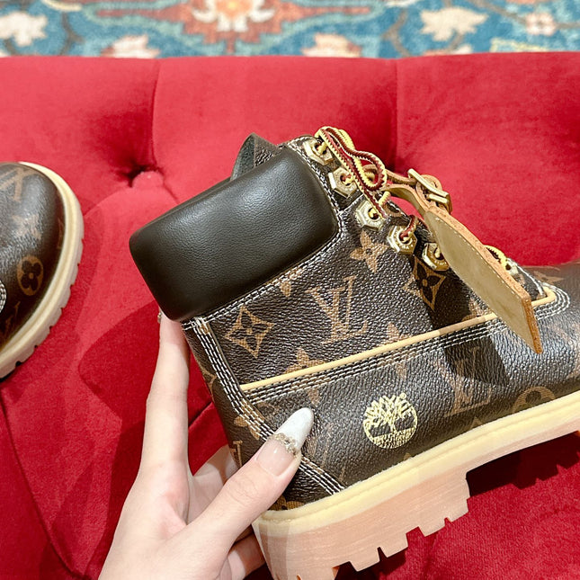 LV X TIMBERLAND ANKLE BOOT IN CHOCOLATE BROWN MONOGRAM CALFSKIN