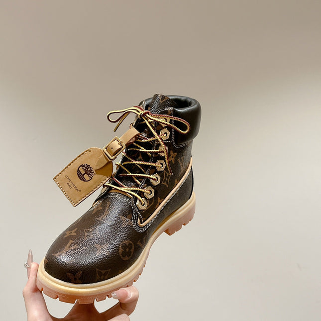 LV X TIMBERLAND ANKLE BOOT IN CHOCOLATE BROWN MONOGRAM CALFSKIN
