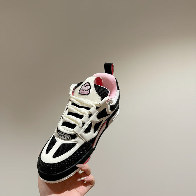LV SKATE SNEAKER IN WHITE MIX BLACK AND LIGHT PINK CALFSKIN
