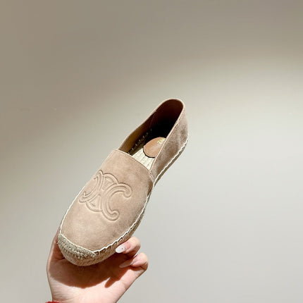 ESPADRILLES BEIGE SUEDE EMBOSSED LOGO