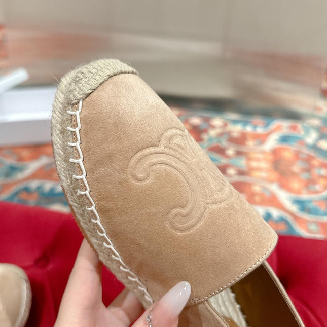 ESPADRILLES BEIGE SUEDE EMBOSSED LOGO