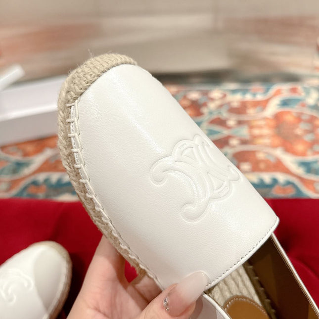 ESPADRILLES WHITE SHINY CALFSKIN EMBOSSED LOGO