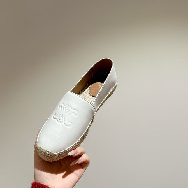 ESPADRILLES WHITE SHINY CALFSKIN EMBOSSED LOGO