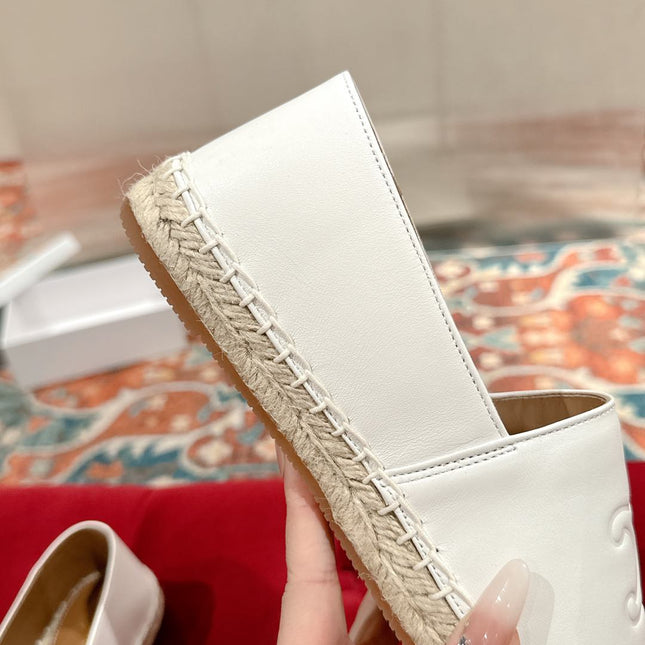ESPADRILLES WHITE SHINY CALFSKIN EMBOSSED LOGO