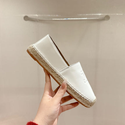 ESPADRILLES WHITE SHINY CALFSKIN EMBOSSED LOGO