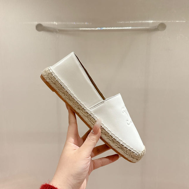 ESPADRILLES WHITE SHINY CALFSKIN EMBOSSED LOGO
