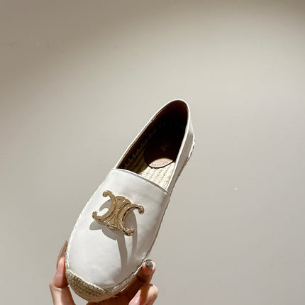 ESPADRILLES WHITE LAMBSKIN GOLD TRIOMPHE