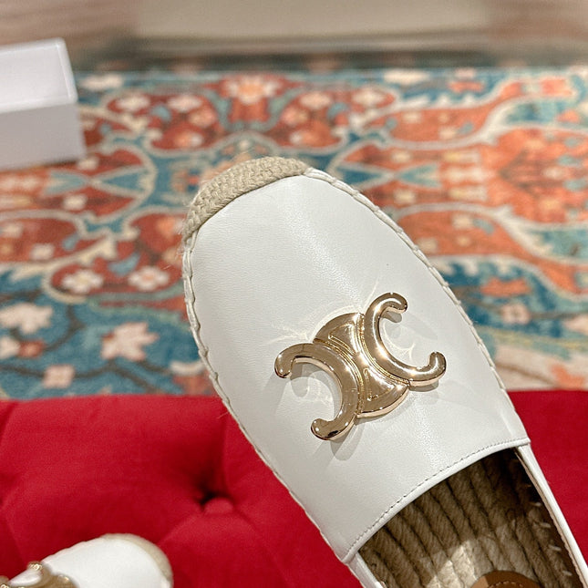 ESPADRILLES WHITE LAMBSKIN GOLD TRIOMPHE