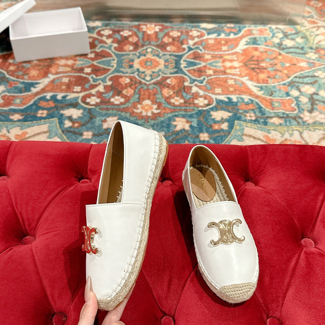 ESPADRILLES WHITE LAMBSKIN GOLD TRIOMPHE