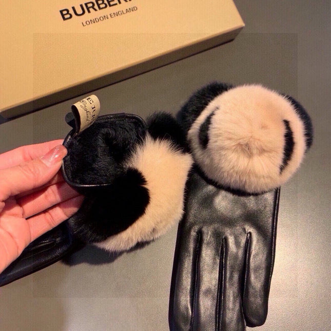 GLOVES IN BLACK LAMBSKIN WITH RABBIT FUR 407807