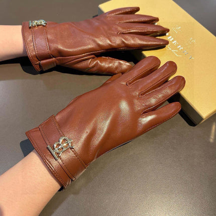 GLOVES IN BRONZE BROWN LAMBSKIN WITH FLEECE LINING 440495