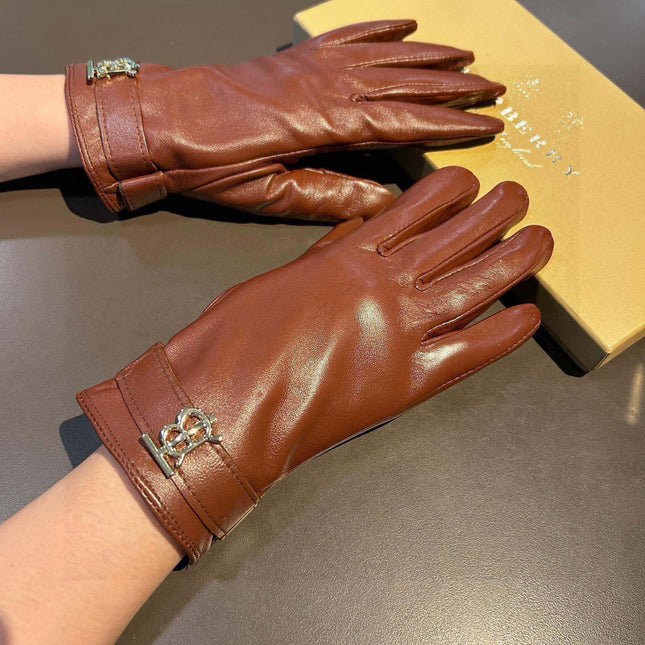 GLOVES IN BRONZE BROWN LAMBSKIN WITH FLEECE LINING 440495