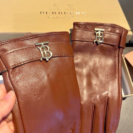 GLOVES IN BRONZE BROWN LAMBSKIN WITH FLEECE LINING 440495