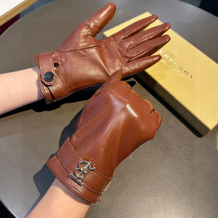 GLOVES IN BRONZE BROWN LAMBSKIN WITH FLEECE LINING 440495