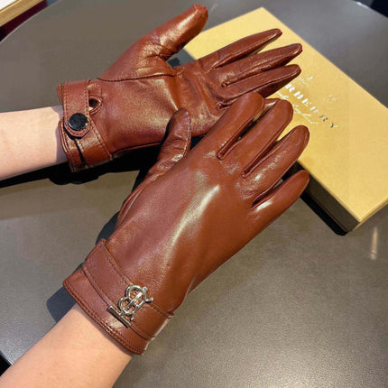 GLOVES IN BRONZE BROWN LAMBSKIN WITH FLEECE LINING 440495