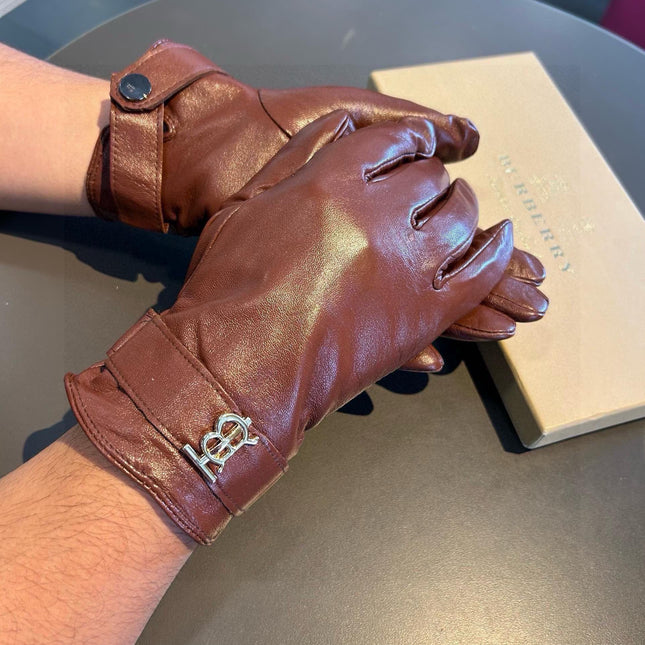 GLOVES IN RED BROWN LAMBSKIN WITH FLEECE LINING 440498