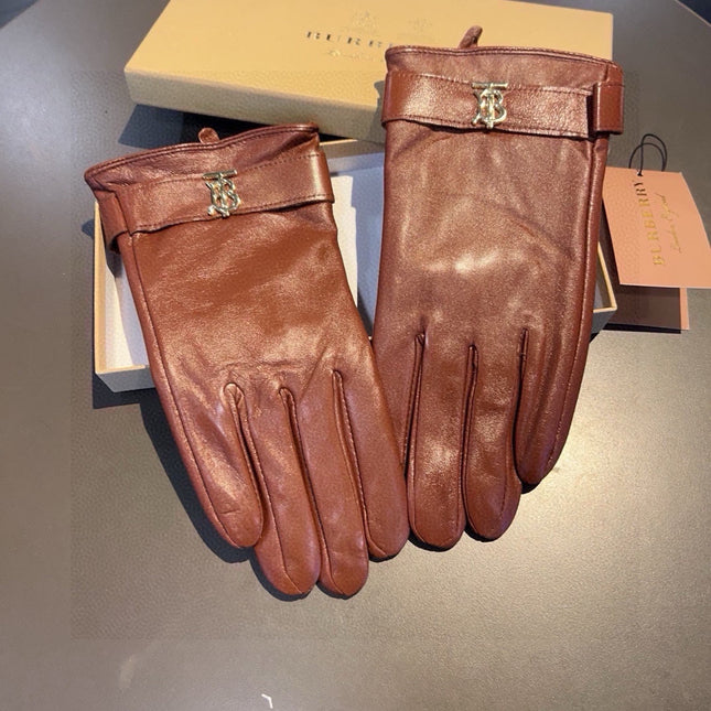 GLOVES IN RED BROWN LAMBSKIN WITH FLEECE LINING 440498