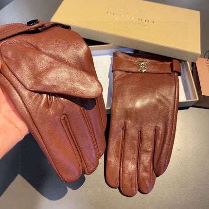 GLOVES IN RED BROWN LAMBSKIN WITH FLEECE LINING 440498
