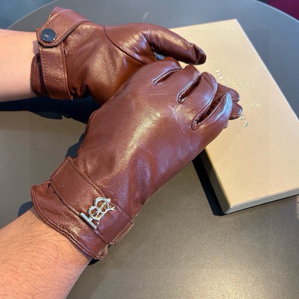 GLOVES IN RED BROWN LAMBSKIN WITH FLEECE LINING 440498