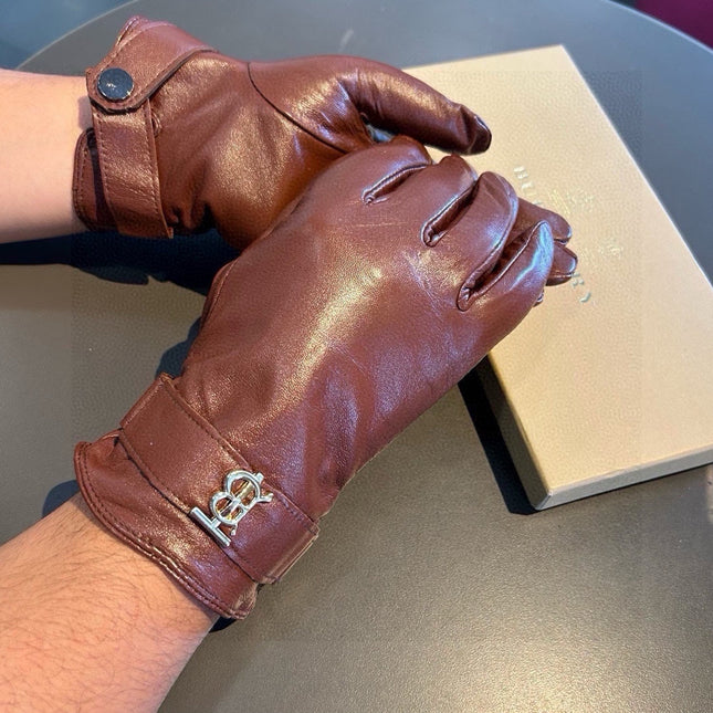 GLOVES IN RED BROWN LAMBSKIN WITH FLEECE LINING 440498