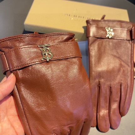 GLOVES IN RED BROWN LAMBSKIN WITH FLEECE LINING 440498