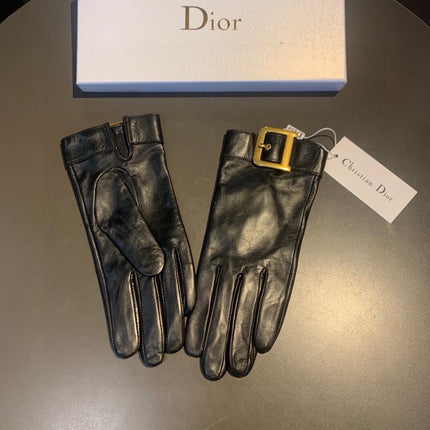 GLOVES ATTACHED D METAL HARDWARE IN BLACK LAMBSKIN 441842