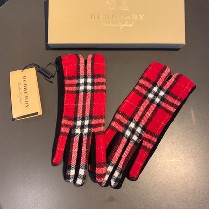 GLOVES IN CHERRY RED AND BLACK WOOL 448245