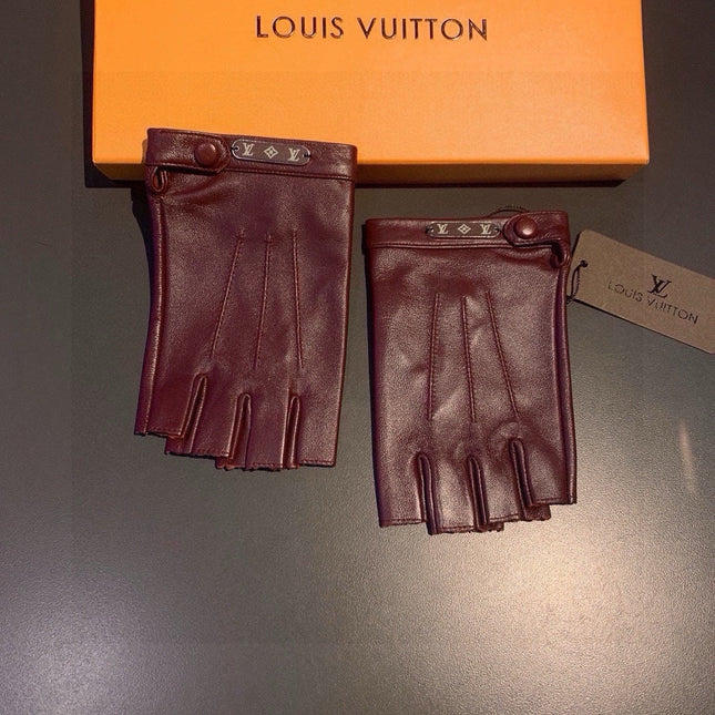FINGERLESS GLOVES IN GARNET RED LAMBSKIN 453645