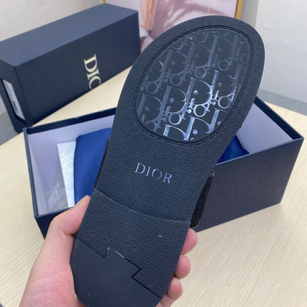 CD DOUBLE STRAP SLIPPER BLACK JACQUARD