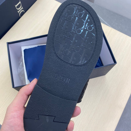 CD DOUBLE STRAP SLIPPER BLACK MONOGRAM CALFSKIN