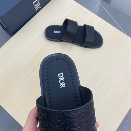 CD DOUBLE STRAP SLIPPER BLACK MONOGRAM CALFSKIN
