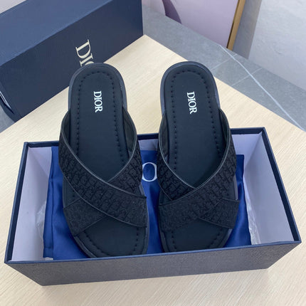 CD ALIAS SANDAL BLACK MONOGRAM JACQUARD