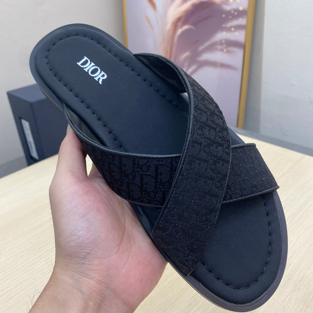 CD ALIAS SANDAL BLACK MONOGRAM JACQUARD