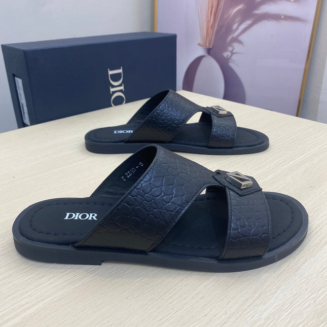 CD ALIDAS CROSS SNAKE MOTIF SANDAL BLACK CALFSKIN